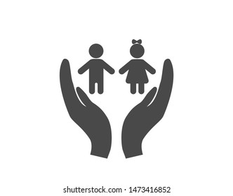 Kids care icon. Kids protection icon.   