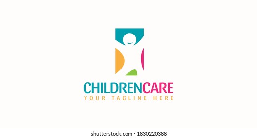 Kids care logo. Children care logo. World children protection day, isolated vector illustration.