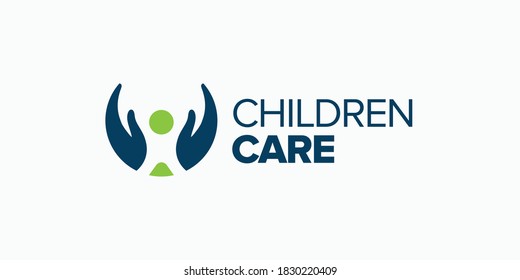 Kids Care Logo. Children Care Logo. World Children Protection Day, Isolated Vector Illustration.