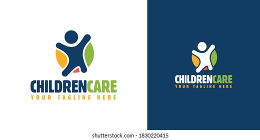 Kids care logo. Children care logo. World children protection day, isolated vector illustration.