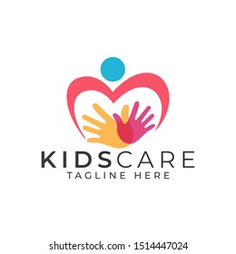 Kids Care Logo Design Vector Template 