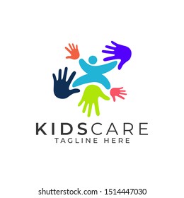 Kids Care Logo Design Vector Template 