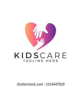 Kids Care Logo Design Vector Template 