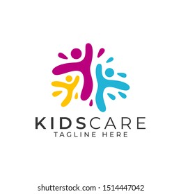 Kids Care Logo Design Vector Template 