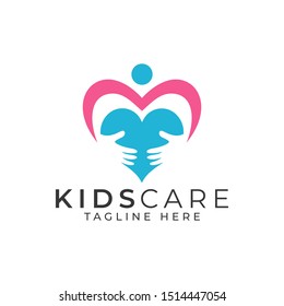 Kids Care Logo Design Vector Template 