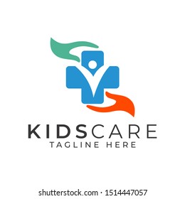 Kids Care Logo Design Vector Template 