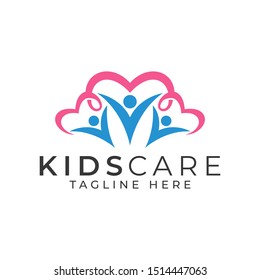 Kids Care Logo Design Vector Template 