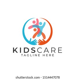 Kids Care Logo Design Vector Template 