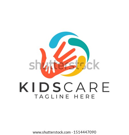 Kids Care Logo Design Vector Template 