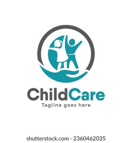 El logo de Kids Care diseña el vector. Plantilla del logotipo de atención a la infancia