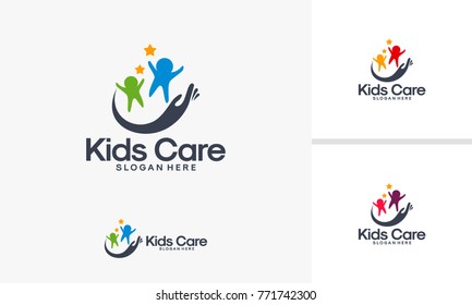 Kids Care Logo Designs Vector, People Care Logo Template