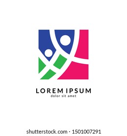 Kids care logo vector, caring children, family parenting, charity people, health care clinic, happy child play with parent