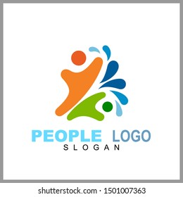 Kids care logo vector, caring children, family parenting, charity people, health care clinic, happy child play with parent