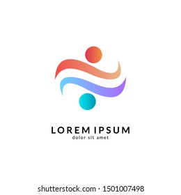 Kids care logo vector, caring children, family parenting, charity people, health care clinic, happy child play with parent