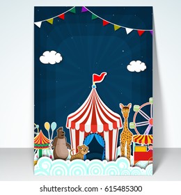 Kids Carnival template design with view of amusement park.
