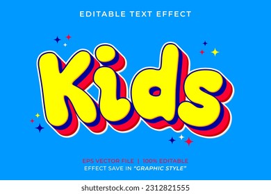 Kids cartoon 3d editable text effect template