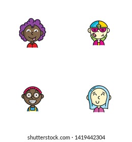 Kids cartoon avatar collection vector