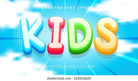 Kids cartoon editable vector text effect with happy theme.