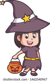 kids cartoon funy holding pumpkin