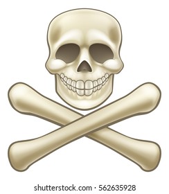 A kids cartoon Halloween pirate skull and crossbones skeleton illustration