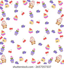 Kids cartoon seamless pattern background for wallpaper and greeting cards
