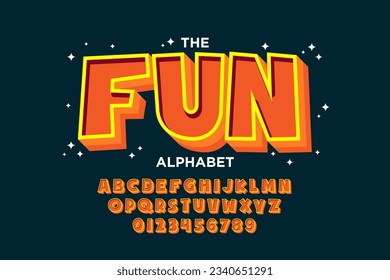 kids cartoon style font design. Custom alphabet letters and numbers for game title or movie poster.