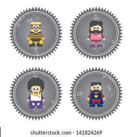 kids cartoon super hero set label