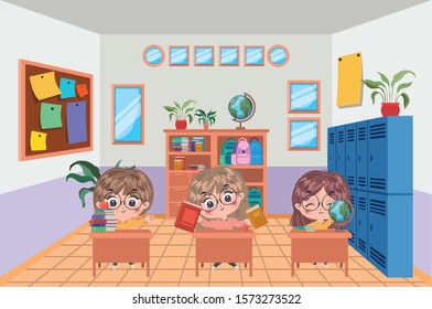 Kids cartoons design, School education lesson study learning classroom information and knowledge theme Vector illustration