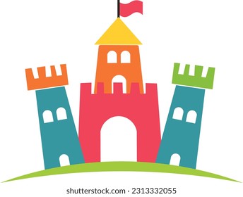 kids castle cartoon with many color