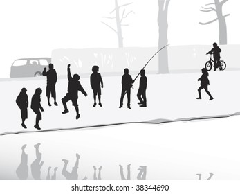 kids catching fish