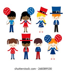 Kids celebrating Fourth of July.