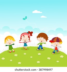 Kids Celebrating Spring