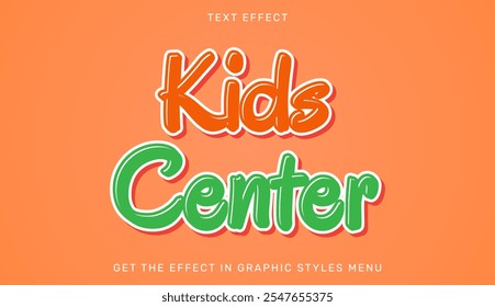 Plantilla de efecto de texto central para niños en diseño 3d