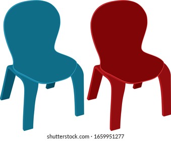 The Kids Chair Vector Illustration. Two Chairs Isolated On White Background