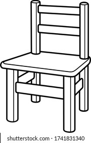 Kids chair. Vector outline icon.