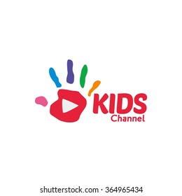 Kids Channel Logo, colorful hand mark shows creativity, Kids logo,Kids play logo,Vector Logo template