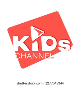 KIDs channel. Logo design for the children's channel. Flat design style. Logo on a white background. Modern children's shop, studio. The inscription for the video channel, blog.