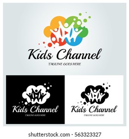 Kids Channel logo design template, Colorful logo, Vector illustration 