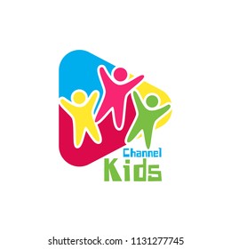 Kids Channel Logo icon template. Kids play emblem. Social media. Vector illustration