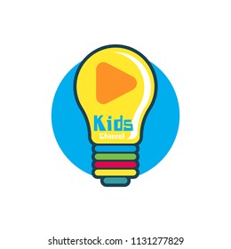 Kids Channel Logo icon template. Kids play emblem. Light bulb. Vector illustration