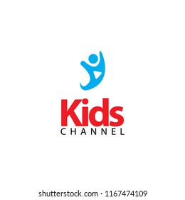 Kids Channel Logo Vector Template Design Illustration