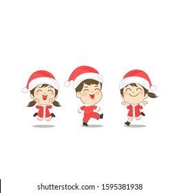 kids character in chritmas costume vector