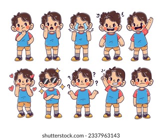 Kids character expression hand-drawn collection