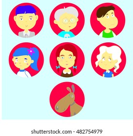 kids character icon set