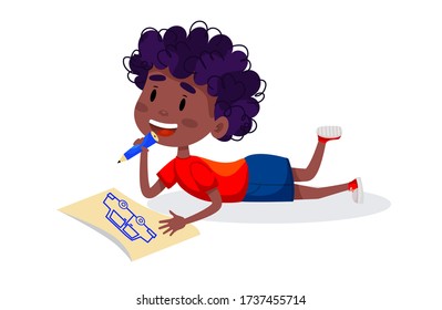 Kids characters are drawing on white walls. Children international day. Summer children activities. Vector illustrations.