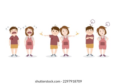 Kids characters with various gestures.
Isolated cute boy and girl illustration set on white background