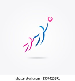 Kids charity logo icon. Helping people illustration