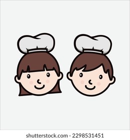 Kids Chef Cooking Cartoon Icon Logo Vector