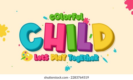 Kids and Child 3D Typography Style for Headline and Cover