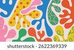Kids and children background vector. Fun Childish hand drawn doodle design. Playful cartoon design for packaging design, wallpaper and print.